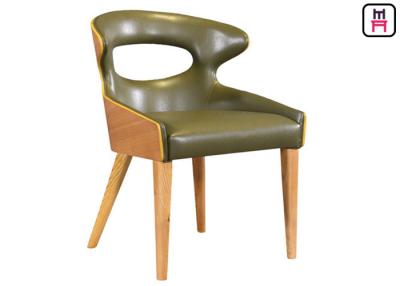 China Unique Leather Upholstered Wooden Dining Chairs With Curved Unibody Plywood Back for sale