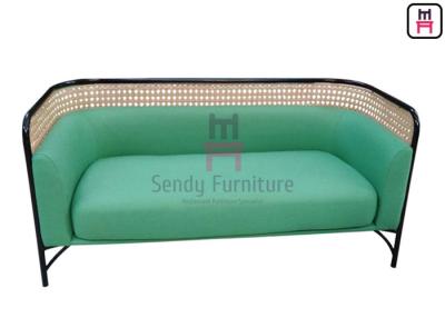 China Green Upholstered Commercial Banquette Seating With Rattan Wood / SS Frame for sale
