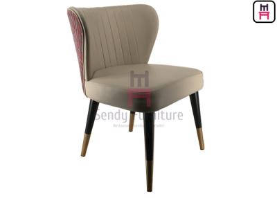 China Leather Upholstered Dining Chair Mini Armrest Fan - Shaped Back Metal Frame for sale