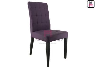 China Purple Upholstered Leather Metal Kitchen Chairs With Square Pattern Stitching for sale