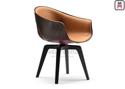China Swivel Tanned Leather Fiberglass Shell Chair Metal Base Seat Height Adjustable for sale