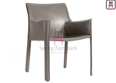 China Tanned Leather Dining Room Chairs , Hotel Modern Fiberglass Chair With Armrest for sale