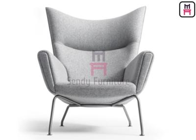 China Stainless Steel Base Fiberglass Dining Chair Upholstered Cashmere / Leather Wing Lounge Type for sale