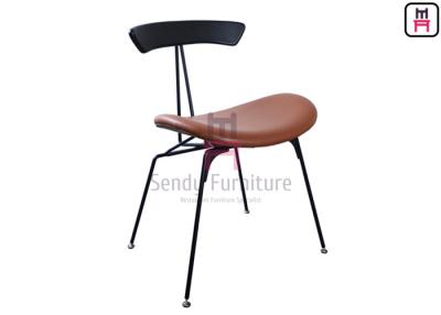 China Industrial Style Metal Restaurant Chairs Brown Leather Wires In Loft Retro Look for sale