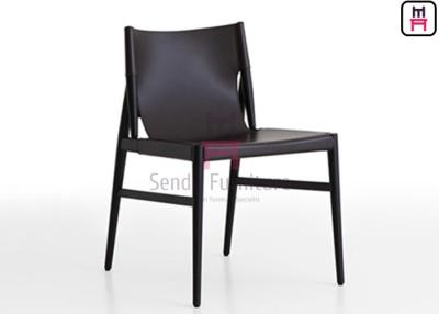 China Dark Gray Color Wood Restaurant Chairs Saddle Leather Indoor Commercial Furniture for sale