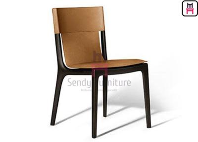 China Solid Structure Contemporary Leather Dining Chairs Ash Wood Frame Without Armrest for sale