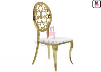 China Rose Gold Stainless Steel Chairs Hollowed - Out Round Back With Vintage Pattern for sale