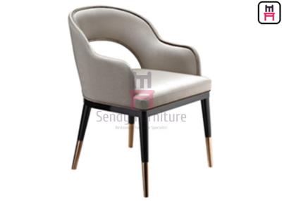 China Gold Electroplating Feet Solid  Wood Restaurant Chairs , Hotel  Wood Leather Dining Chairs for sale