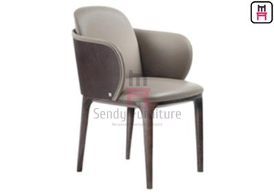 China Ash Wood Upholstered Leather Chair , Restaurant Dining Room Chairs With Armrests for sale