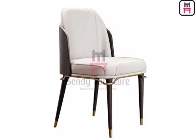 China Leather / Fabric Seat Wood Restaurant Chair Curved Backrest With Gold Hardware for sale