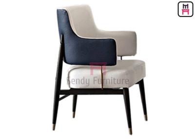 China Upholstered Leather Dining Chair High Density Foam With Armrests Metal Details for sale