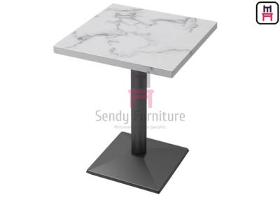 China Formica Marble Pattern HPL Hotel Dining Table with Black Color Heavy Casting Iron Base for sale