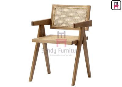 China Southeast Asian Style Solid Wood Frame with Hand-Made Rattan Backrest Cane Dining Chair for sale