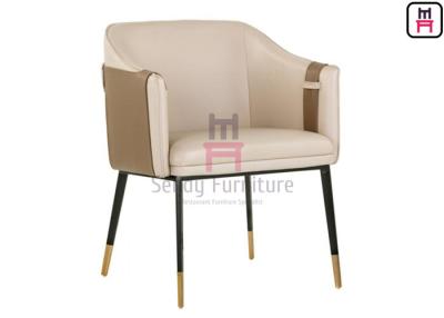 China Solid Wood Leg Leather Upholstered Arm Dining Chair for sale