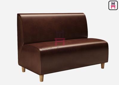 China Solid Wood Leg Brown Leather Upholstered Restaurant Booth 120cm Length for sale