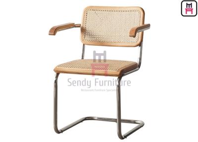 China 0.44cbm Wood Cantilever Dining Chair SS201 With Canework Backrest for sale