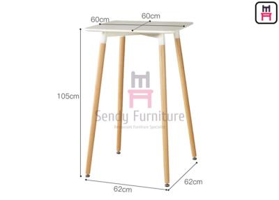 China 2ft White MDF Restaurant Bar Tables H 100cm With Solid Wood Legs for sale