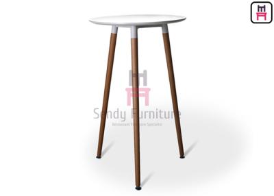 China 2ft White MDF Restaurant Bar Tables H100cm With Solid Wood Legs for sale