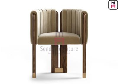 China Walnut Wood Frame Upholstered Leisure Chair D55cm With Brushed Gold Details for sale