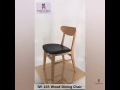 Classical Curved Back Wood Dining Chairs With Leather Seats Commercial Indoor Furniture