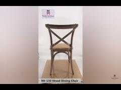 Wedding Event Romantic Wood Restaurant Chairs X back chair Rattan Seats / French Style