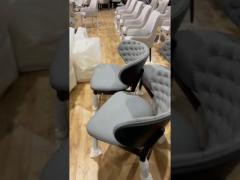 Tufted Leather Restaurant Dining Room Chairs VIP Room Over Size Shell Shape Backrest