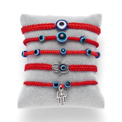 China FASHIONABLE Wish String Turkey Blue Rope Charm Lucky Red Line Evil Eye Jewelry Bracelet Manos De Fatima for sale