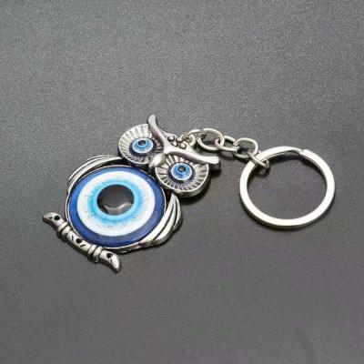 China Eco-Friendly The New Blue Evil Eyes Owl Key Chains Fashion Key Chain Blue Eye Of The Owl Evil Eyes Key Ring for sale