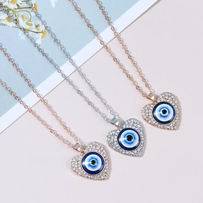 China 2021 Lead Free Selling Crystal Girls Evil Eye Blue Eyes Turkey Necklace High Quality Pendant Necklace Nickel Free for sale