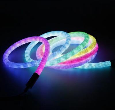 China 12v amazing woven cover rgbw 360 degree flexible soft tube pixel rgbic neon nen strips ribbon lightings à venda