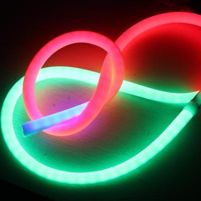 China RGB Digital Pixel Chasing LED Neon 18mm 360 round neon strip IP67 DC12V for sale
