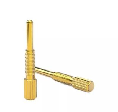 China Brass Electrical Pogo Pins Gold Plated 4mm Surface Mount Pogo Pin Threaded for sale