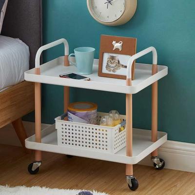 China Flexible Bedroom Large Plates Sturdy Metal Frame Storage Shelf Cart with Casters for sale