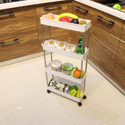 China Thickened Three Layer Home Storage Carts For Kitchen Slim 41*14*19cm Detachable for sale