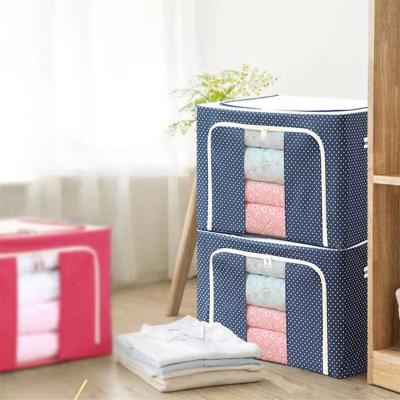 China Daily Foldable Oxford Cloth Fabric Household Storage Containers With Zipper Covered 72L for sale