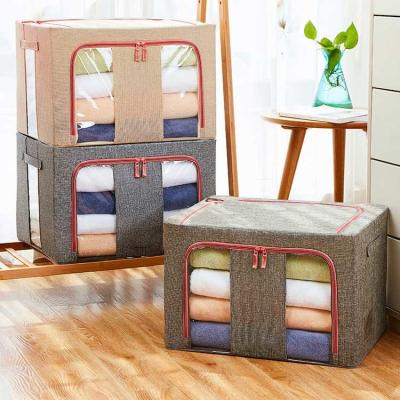China CE Cotton Linen Foldable Cloth Box Stackable Capacity 66L Practical Multipurpose Use for sale