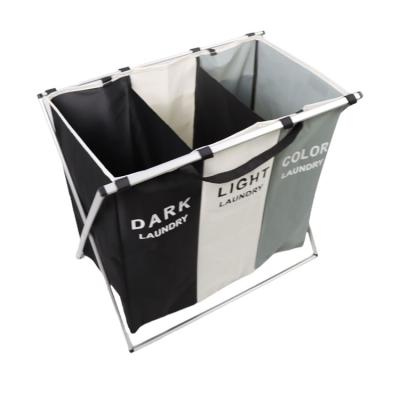 China Lightweight Durable Collapsible Laundry Hamper Dirty Clothes Three Section ODM for sale