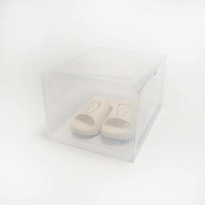 China Magnetic Thickened Transparent Shoe Box , Side Open Door Stackable Shoe Bin for sale