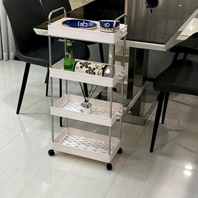 China Thickened Bathroom Storage Carts With Lockable Wheels Movable Lightweight 0.7kg for sale