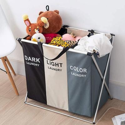 China Sortable Foldable Triple Laundry Basket For Dirty Clothes Detachable Weight 0.95kg for sale