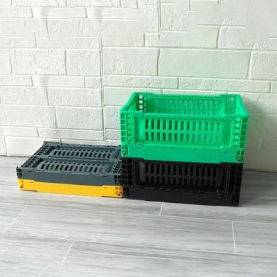 China Mesh Type 5 Liters Stackable Plastic Folding Crate For Fruits MultiFunction for sale