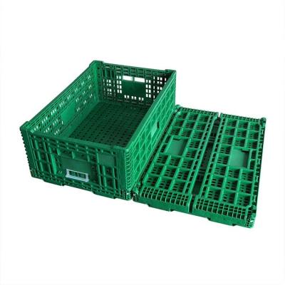 China Green Collapsible Fruit Plastic Crates Portable For Home Shopping for sale