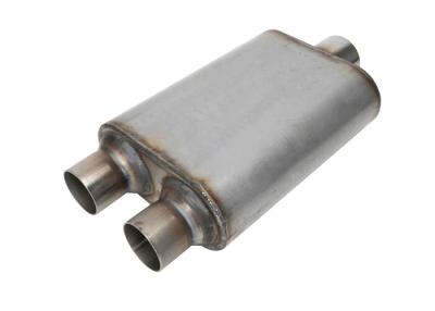 China Heavy 3 Inch Centered 2.5 Dual Outlet Round Chambered Muffler for sale