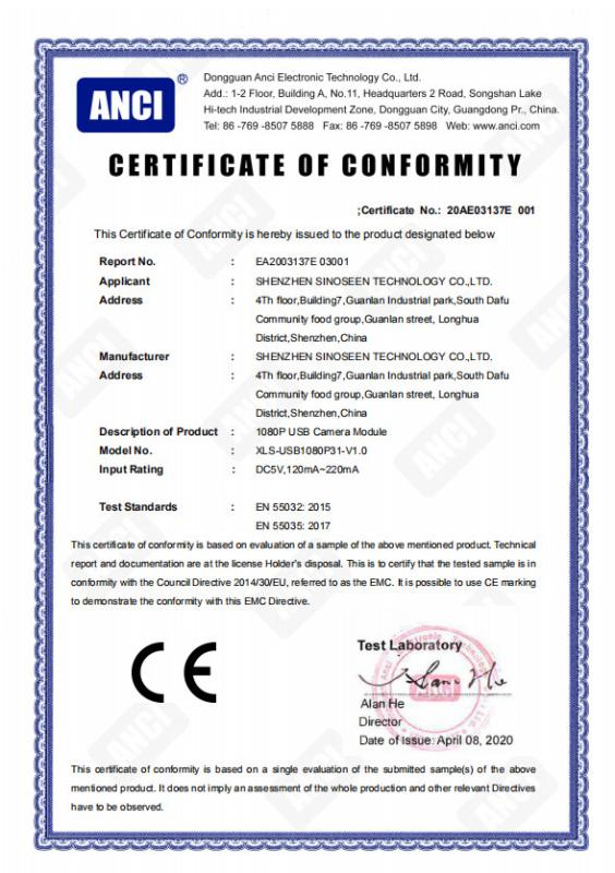CE - Shenzhen Sinoseen Technology Co., Ltd