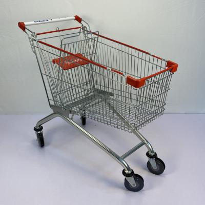 China 150L TPU Wheels European Style Steel Shopping Cart For Grocery Store for sale