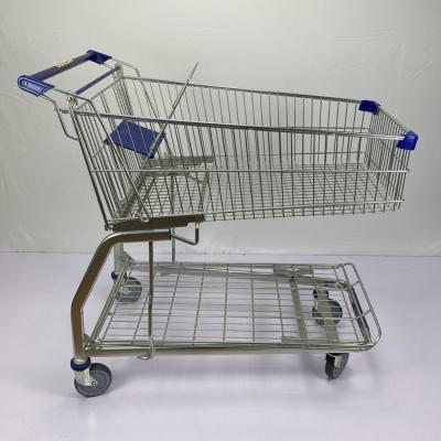 China Galvanized Supermarket Trolleys Travellator Wheel Metal Shopping Trolley for sale