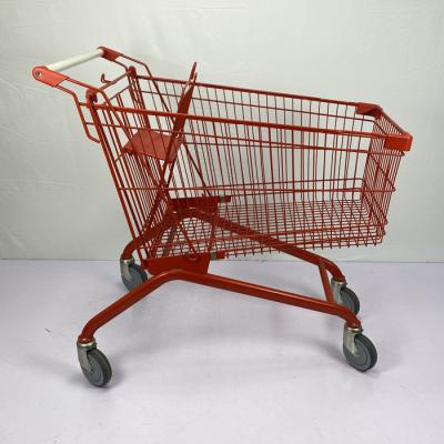 China Red Steel Shopping Cart CE Certificate 180L European Large Shopping Cart for sale