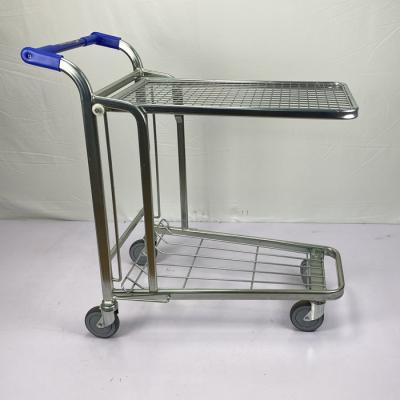 China Multipurpose Handcart Heavy Duty Warehouse Trolley 2 Tier Trolley Foldable for sale