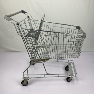 China Australian Type Supermarket Shopping Trolley 125L Grocery Trolley Cart With PU Wheels for sale