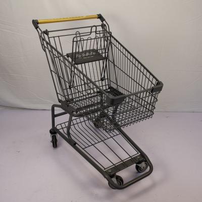 China Grey 60L Supermarket Shopping Trolley Retail Chain Store Shopping Cart With TPR Wheels for sale
